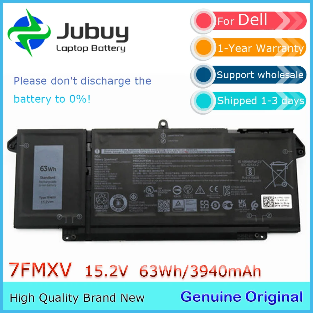 7FMXV 15.2V 63Wh Original Laptop Battery for Dell Latitude 5320 7320 7420 7520 TN2GY 9JM71 4M1JN