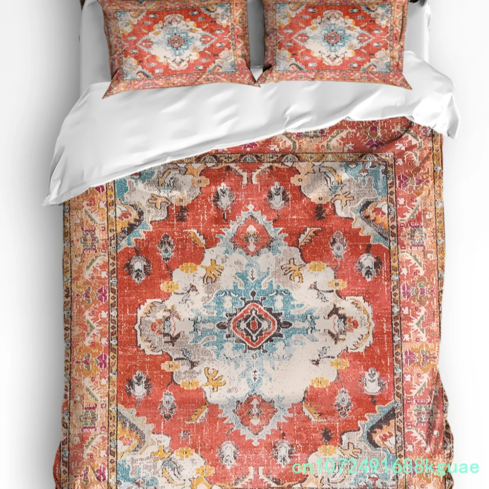 Vintage Indian Bohemian 3pcs Bedding Set For Double Bed Home Textile Duvet Cover Quilt Cover Pillowcase