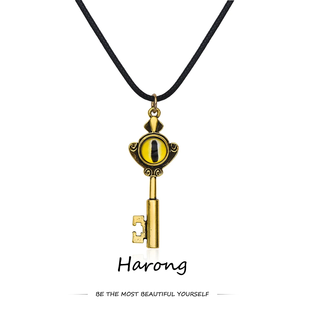 Harong The Owl House Eye Key Pendant Neckalce Vintage Bronze Anime Punk Jewelry Gifts for Boys Girls Fans Cosplay