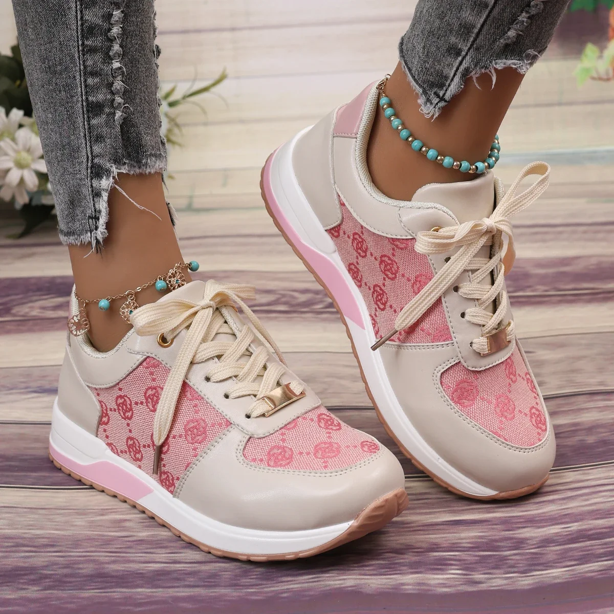 Sneakers da donna 2024 primavera autunno Fashion New Sneaker Luxury Brand women\'s Lace Up comode scarpe taglie forti Zapatos De Mujer