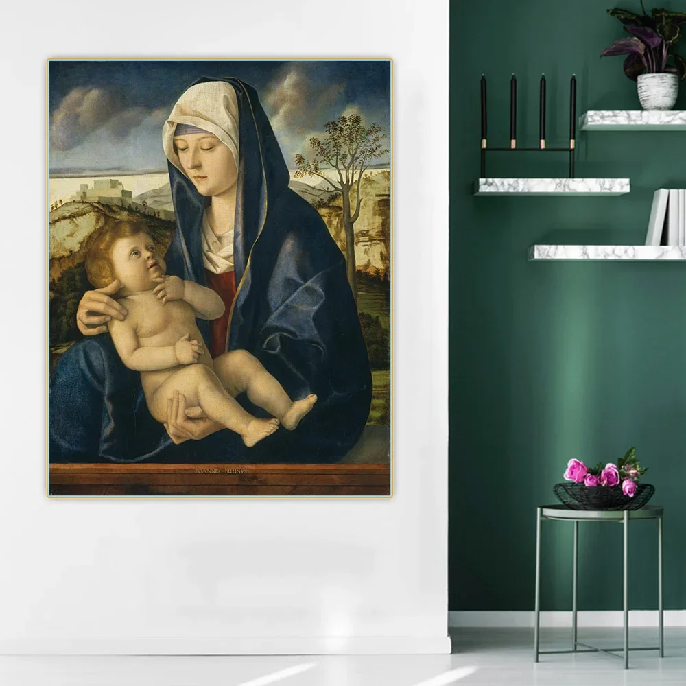 Citon Giovanni Bellini 《La Virgen y el Niño 2", pintura al óleo en lienzo, póster artístico, imagen, decoración de fondo de pared, decoración del hogar