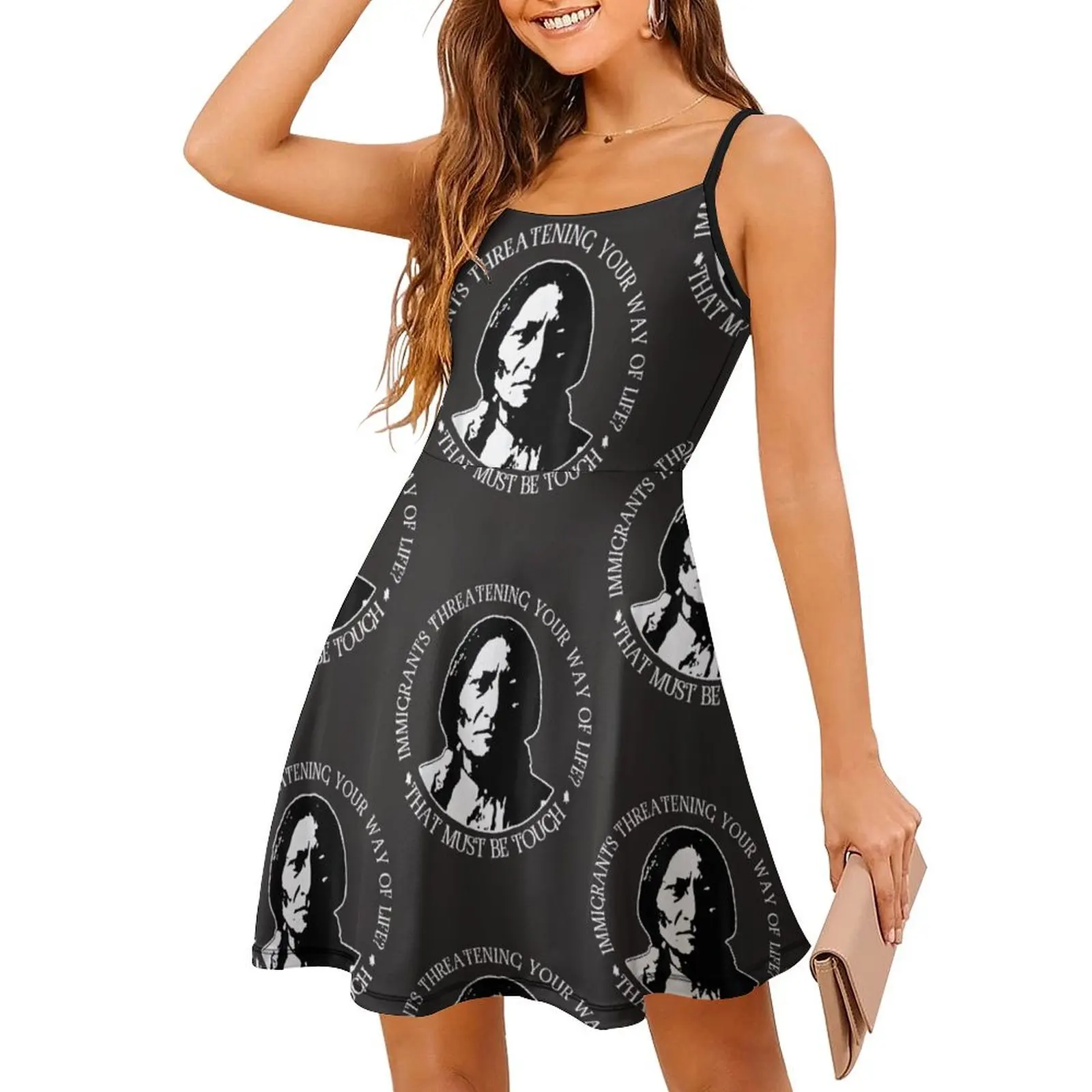 ثوب نسائي مثير فستان المهاجرين يهدد الحياة صعبة المرأة فستان بكتافة الأطراف الكلاسيكية الفكاهة الرسم #3