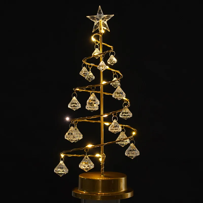 Led Crystal Diamant Kerstboom Meubeldecoratie Klein Ornament Licht, Modern En Eenvoudig Meisje Hart Kerst Nachtlampje