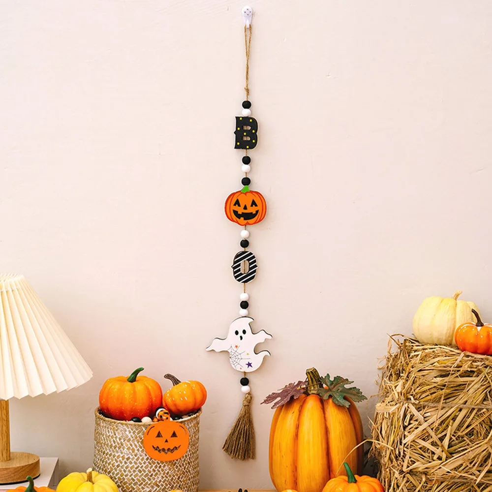 

1Pc Halloween Wooden Pumpkin Bat Ghost Faceless Doll Pendant Wall Decor Halloween Trick or Treat Horror Props Home Decorations