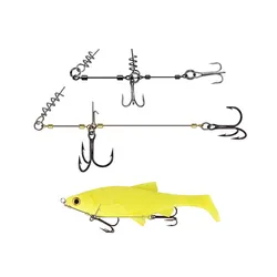 Waterboy S/M/L Fish Screw Rig Kit Double Fishing Treble Hooks W/ Pike Center Pin Shad Belly Stingers  Shallow-Rigging Soft Lure