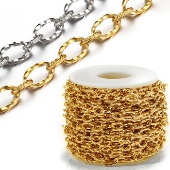 1เมตร7มม.สีสแตนเลสสตีล Rolo สายโซ่สำหรับเครื่องประดับทำ DIY สร้อยคอสร้อยข้อมือ