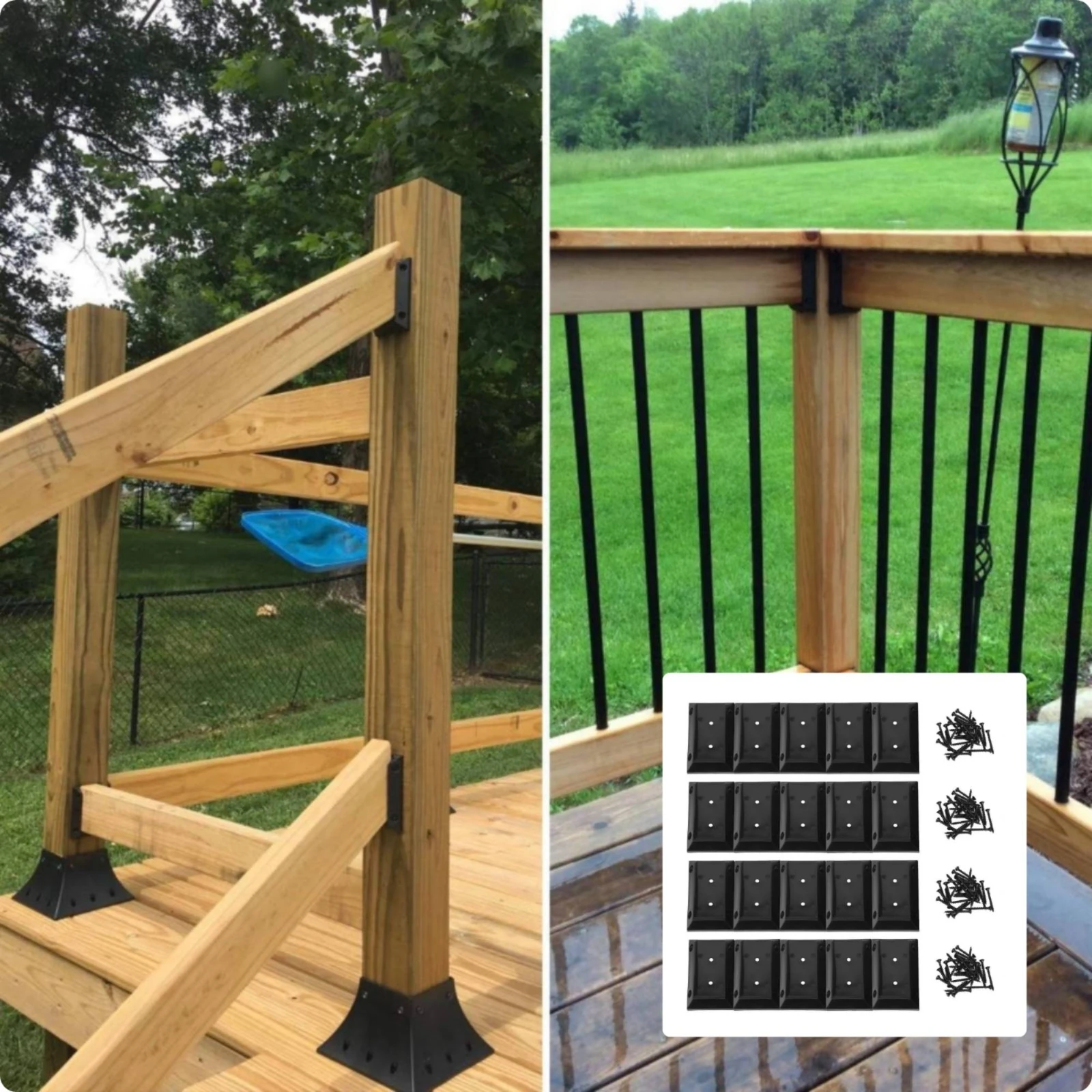 20 Pieces Railing Connector Weatherproof Fence Post Mounting Base Fence Post Base Heavy-Duty Corrosion-Resistant for DIYers