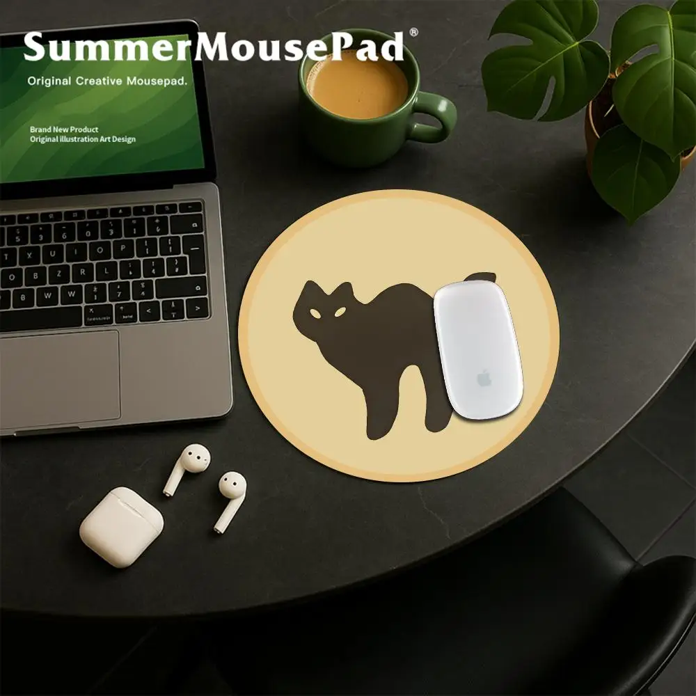 Halloween Cookie Coaster Mouse Pad Funny Cats Round Deskmat Desktop Computer Keyboard Wireless Mouse Boy Girl Gift for Play Game