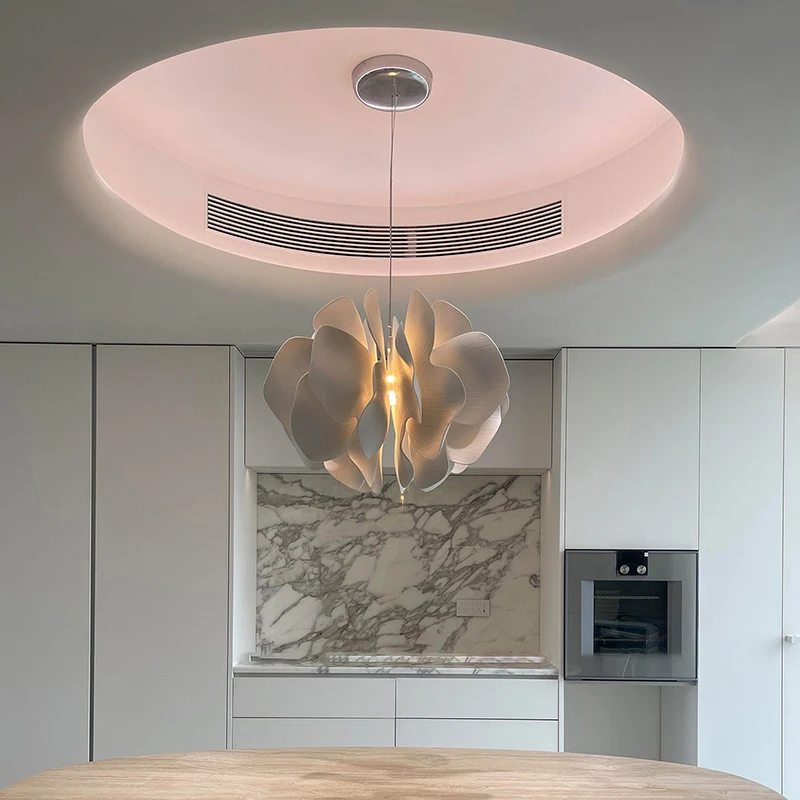 โคมไฟเพดาน LED ทรงวงแหวนสไตล์ร่วมสมัย พร้อมโคมระย้าสำหรับห้องนั่งเล่นและห้องรับประทานอาหาร แสงไฟแขวนในร่ม