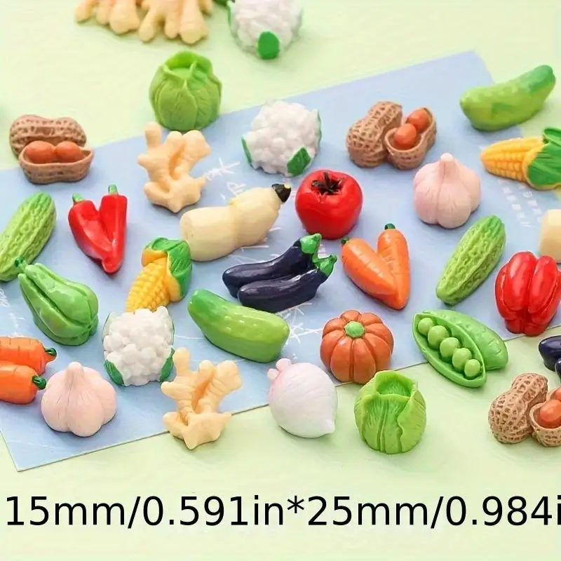 20 Unique Resin Vegetable Ornaments, Diverse Designs, Perfect for Holiday Decorations, Christmas and Halloween Decorations, and