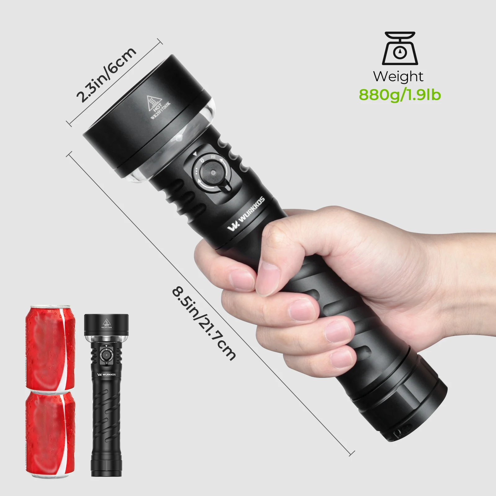 Wurkkos TS27 ハイパワー懐中電灯、3200ルーメンRGB照明、846メートル