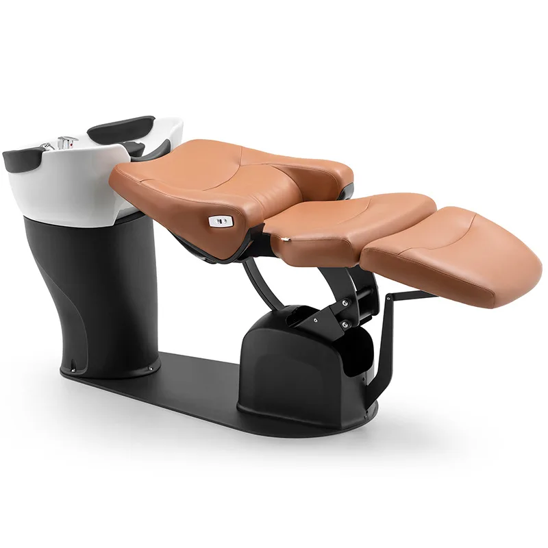 Ceramic Bowl Adjustable Salon Half Reclining Lay Down Head Spa Hair Washing Automatic Electric Massage Tables Bed Shampoo Chair