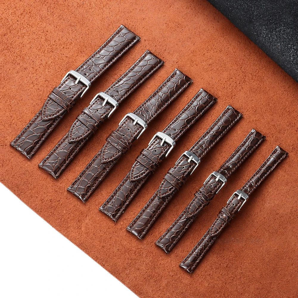 12mm 14mm 16mm 18mm 19mm 20mm 22mm Handmade Crocodile Pattern Design Leather Watchband Sport Strap for Men Women Bracelets
