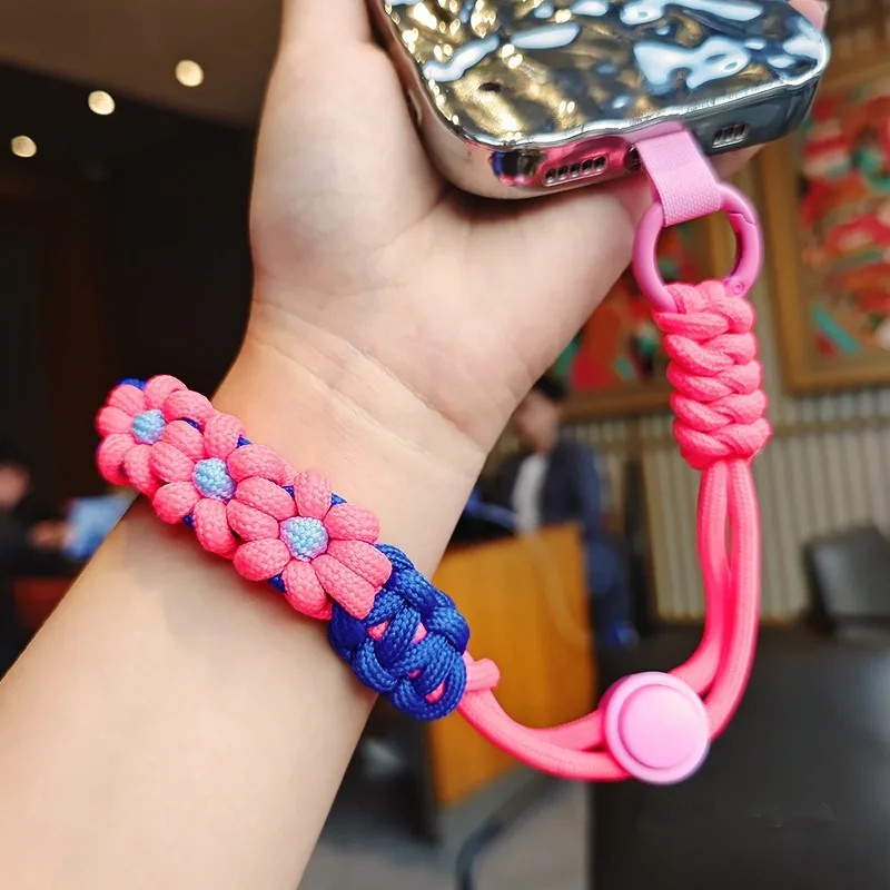 For Cell Phone Coarse Type Short Hand Lanyard Strap Wrist Chain Handmade Weaving Bracelet Pendant Phone Outdoor Anti-Lost Rope