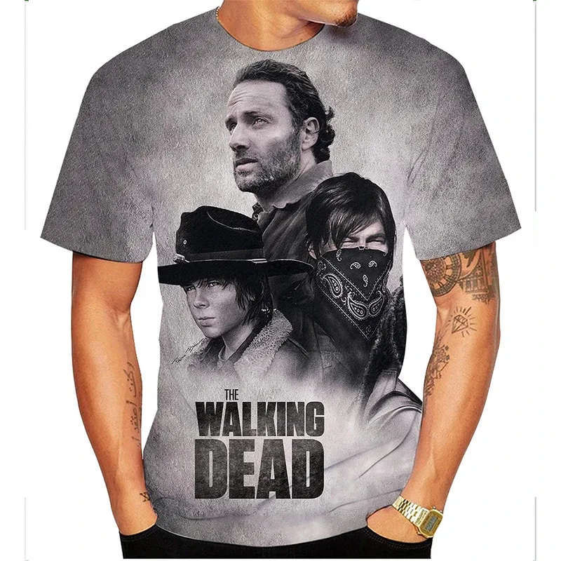 الصيف أزياء الرعب الفن 3D مطبوعة المشي الميت بارد شخصية الشارع أزياء تي شيرت