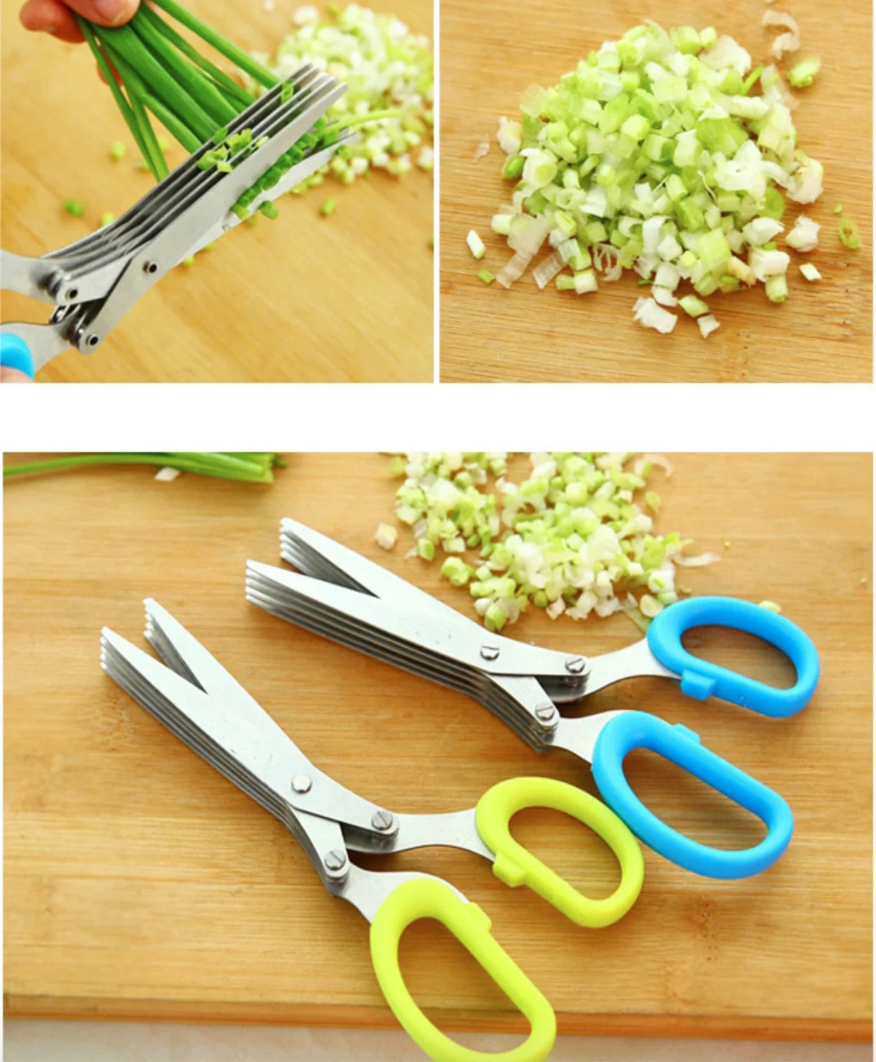 19cm Minced 5 Layers Multifunctional Kitchen Scissor Shredded Chopped Scallion Cutter Herb Laver Spices Cook Tool Cut