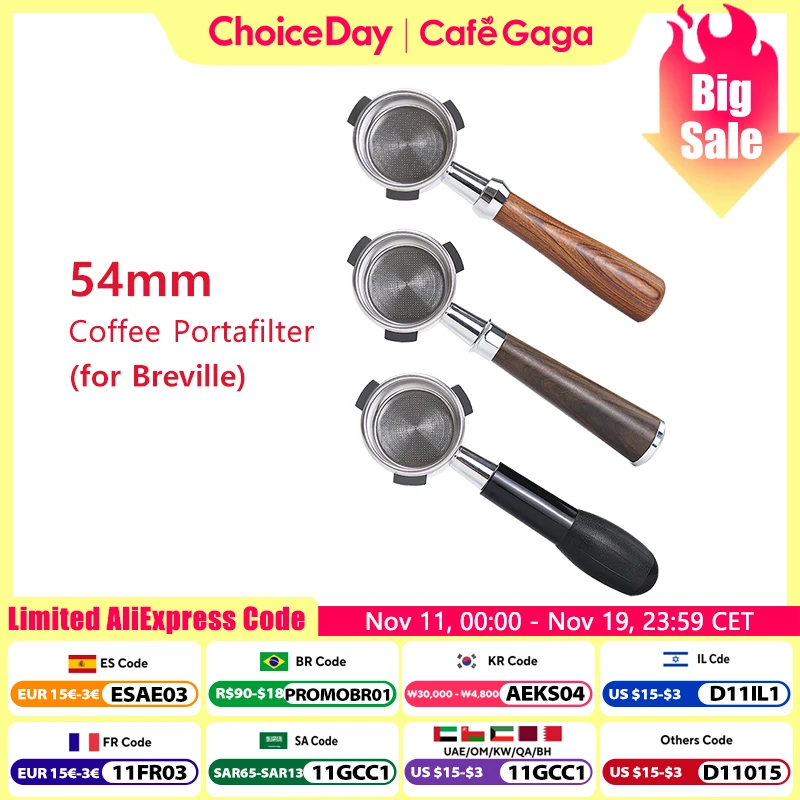 

54mm Coffee Bottomless Portafilter Naked For Breville Sage 870 878 880 Filter Basket Espresso Machine Accessories Barista Tools