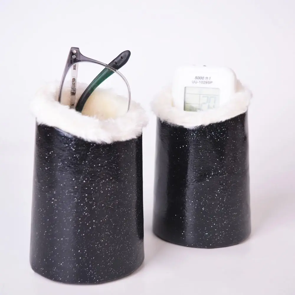 Plush Lined Eyeglasses Holder Anti-scratch Protective Glasses Stand Case PU Leather Pattern Glasses Storage Organizer Unisex