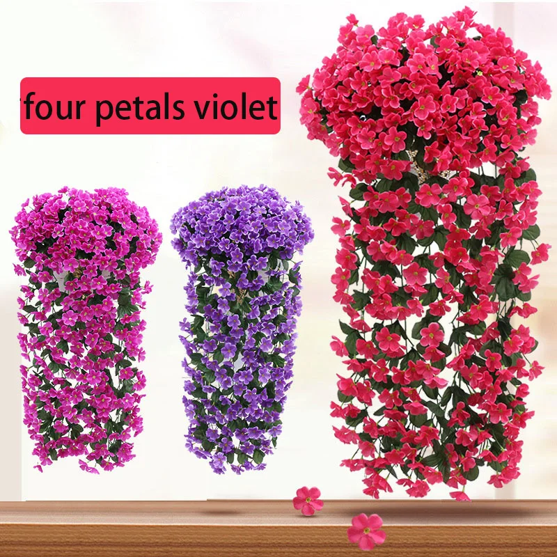 Artificial Violet Hanging Flowers Wall Decor Silk Flower Outdoor Garden Wedding Arch Decoration Home Party Wreath Fake Flowers