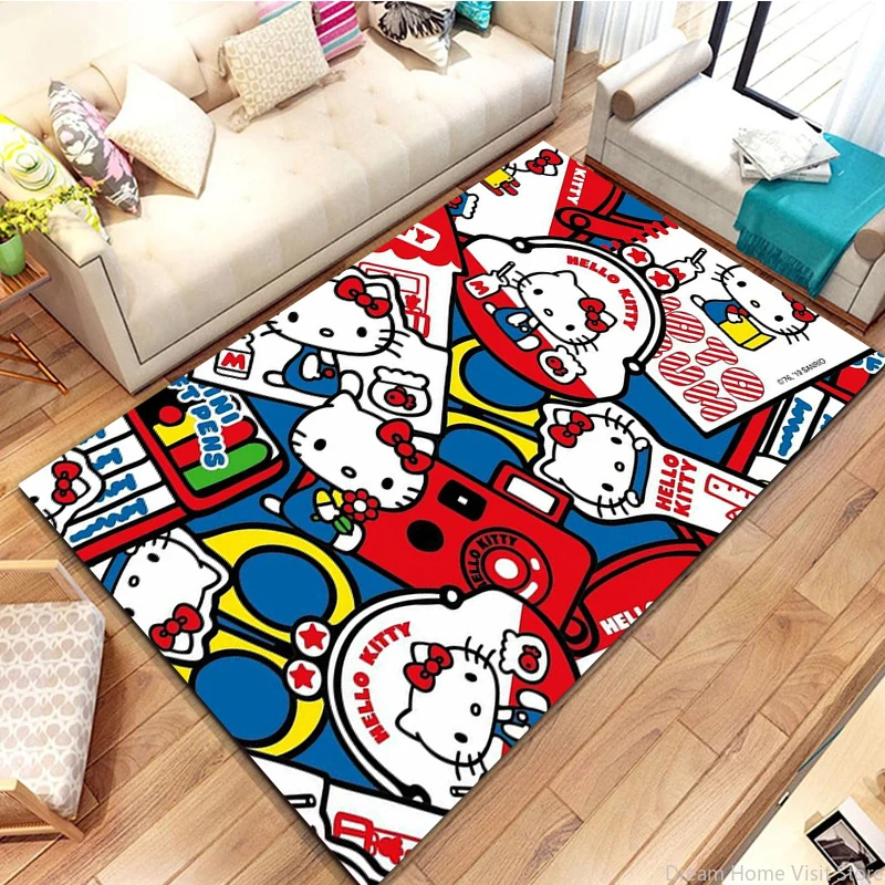 Sanrio Hello Kitty Anime HD Large Area Rugs Carpets for Home Living Room Children's Non-slip Bedroom Sofa Kids Doormat Floor Mat