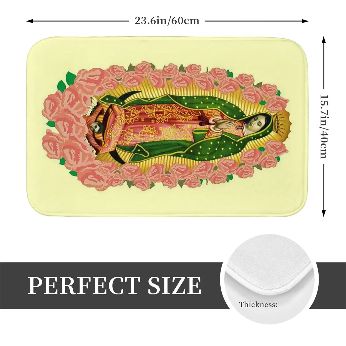 Virgin Mary Of Guadalupe Mexico Catholic Saint Doormat Kitchen Entrance Home Floor Mat Non-slip Carpet Rug for Balcony Footpad