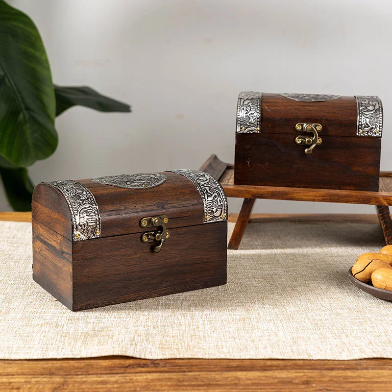 Southeast Asian Style Solid Wood Jewelry Box Organizer Boxes Antique Imitation Crafts Desktop Ornament Creativity Decoration