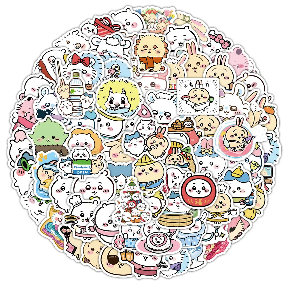 100Pcs Cute Chiikawa Stickers DIY Waterproof Vinyl Scrapbook Phone Case Water Cup Lovely Cartoon Anime Sticker Kids Gift Toy