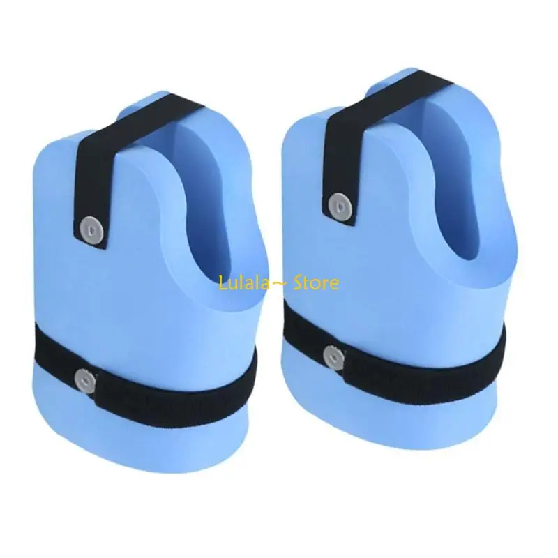 Y4QA อเนกประสงค์ Blue Sturdy Foam Aquatic Cuffs สำหรับว่ายน้ำและออกกำลังกาย 2 แพ็คพร้อมสายรัดปรับระดับได้สำหรับทุกขนาด
