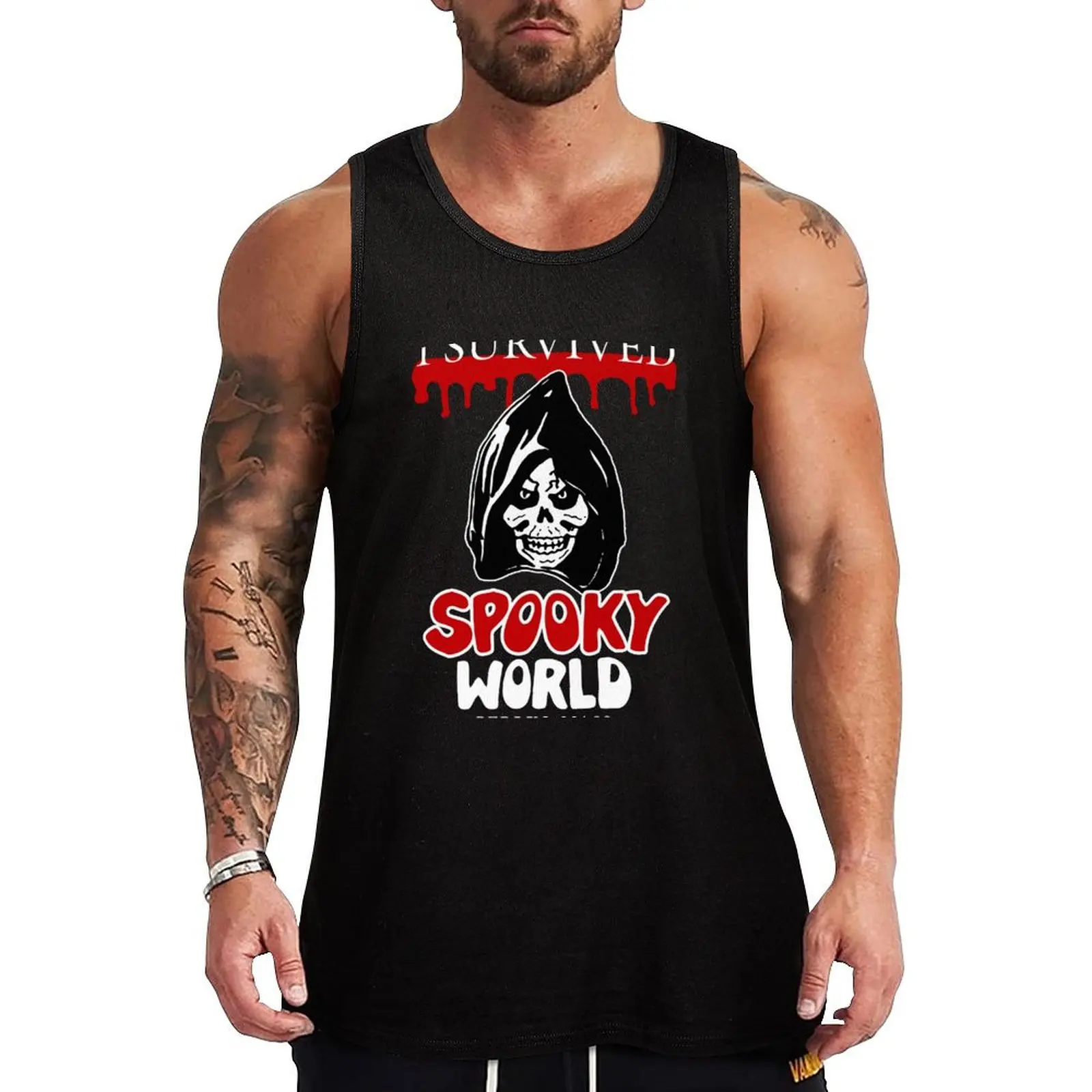 

I Survived Spooky World Tank Top Sports shirt man sleeveless shirts Men gym sportswear men gym clothing
