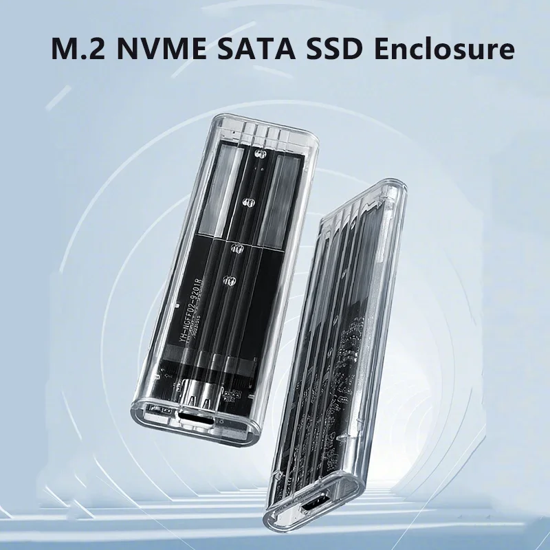 حافظة M.2 NVME PCIe NGFF SATA SSD USB3.1 Gen1 10Gbps TypeC محول SSD خارجي شفاف لـ 2230/2242/2260/2280