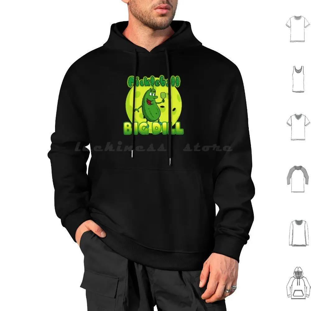 Funny Pickle Playing Pickleball Hoodie cotton Long Sleeve Funny Pickle Playing Pickleball Pickleball Hand Drawn Hand Made