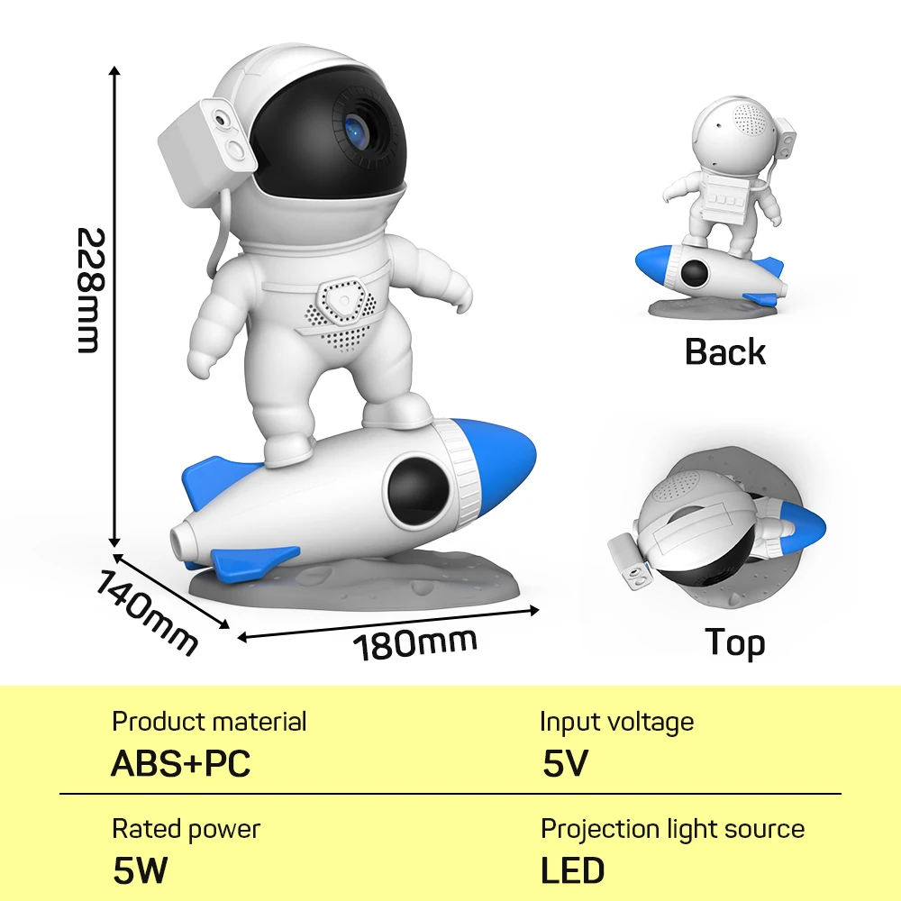 Imagem -06 - Projetor Giratório Star Galaxy Luz Noturna Led Astronauta e Céu Estrelado Lâmpada Portátil para Decoração do Quarto Presente Infantil 12 em Rotação de 360 °