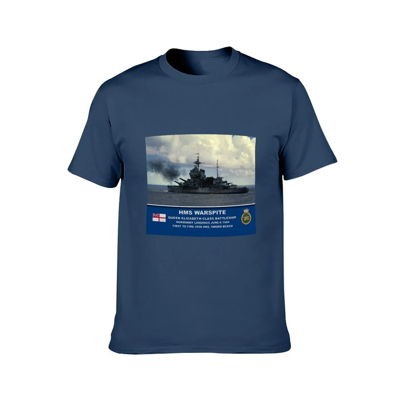 HMS Warspite Battleship T-Shirt cotton tshirt 100% funny t shirts cotton black cotton t-shirt plain for man package T-Shirt