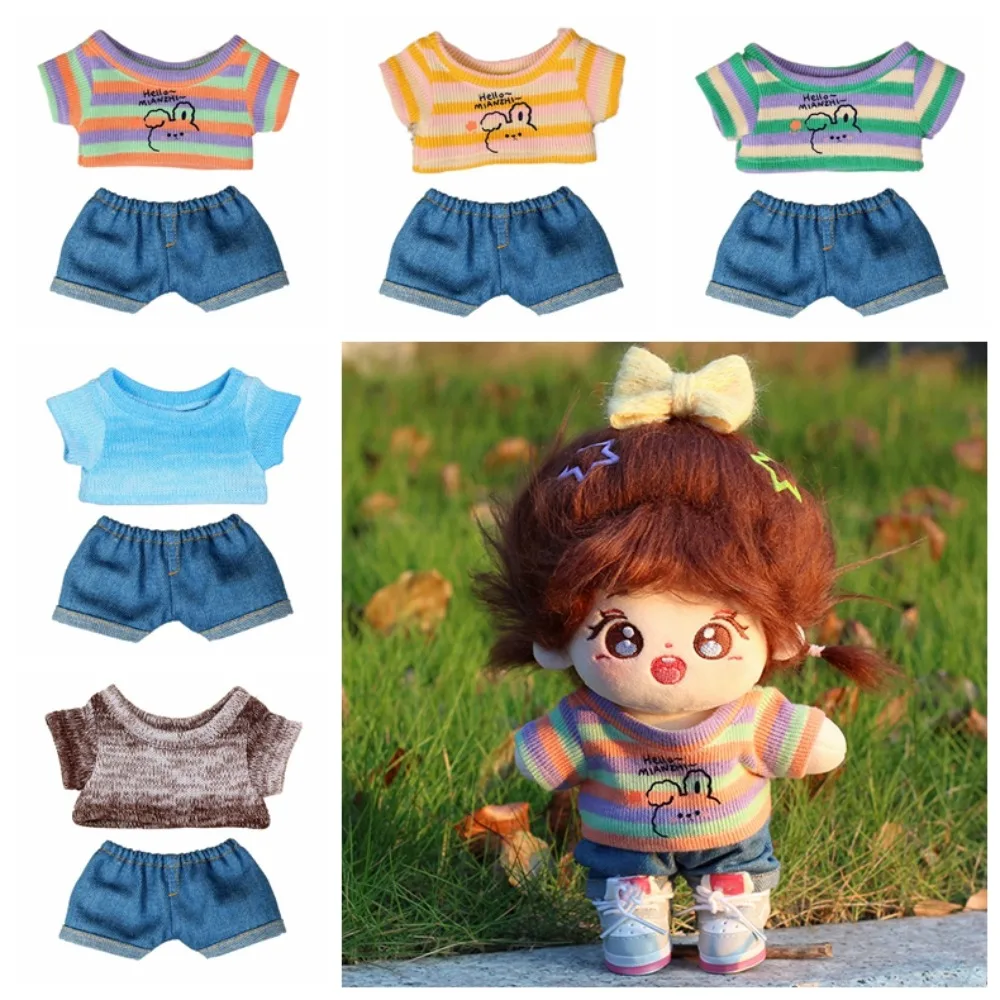 Pullover Baumwolle Puppe Kleidung Denim Shorts T-Shirt Plüsch Puppe Overalls spielen Haus Mini kein Attribut Puppe Kleidung Mädchen Spielzeug