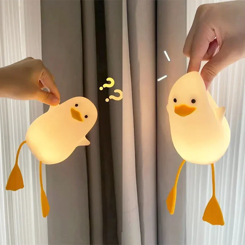 Cute Duck Night Lights Rechargeable Patting Switch Creative Led Duck Lamp Baby Child Decoration Home Bedroom Bedside Table Gift