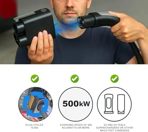 

NACS to CCS Adapter 500A 1000V for , Rivian, GM, Kia EVs - CCS1 Charge Converter for V3/V4 Superchargers