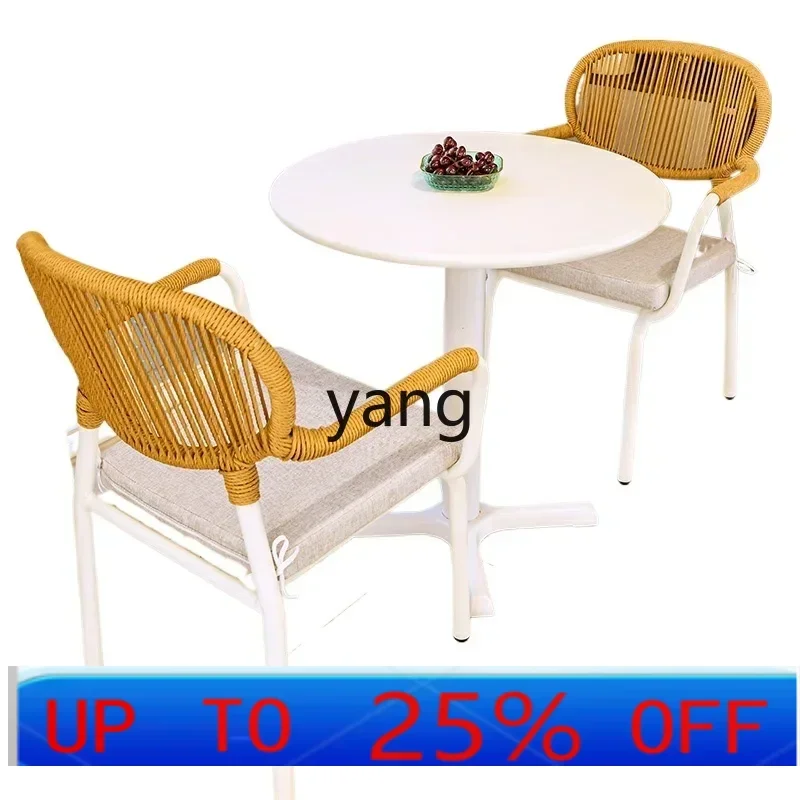 

LTT Balcony Small Table and Chair Three-piece Combination Coffee Table One Table Two Chairs Rattan and Chair