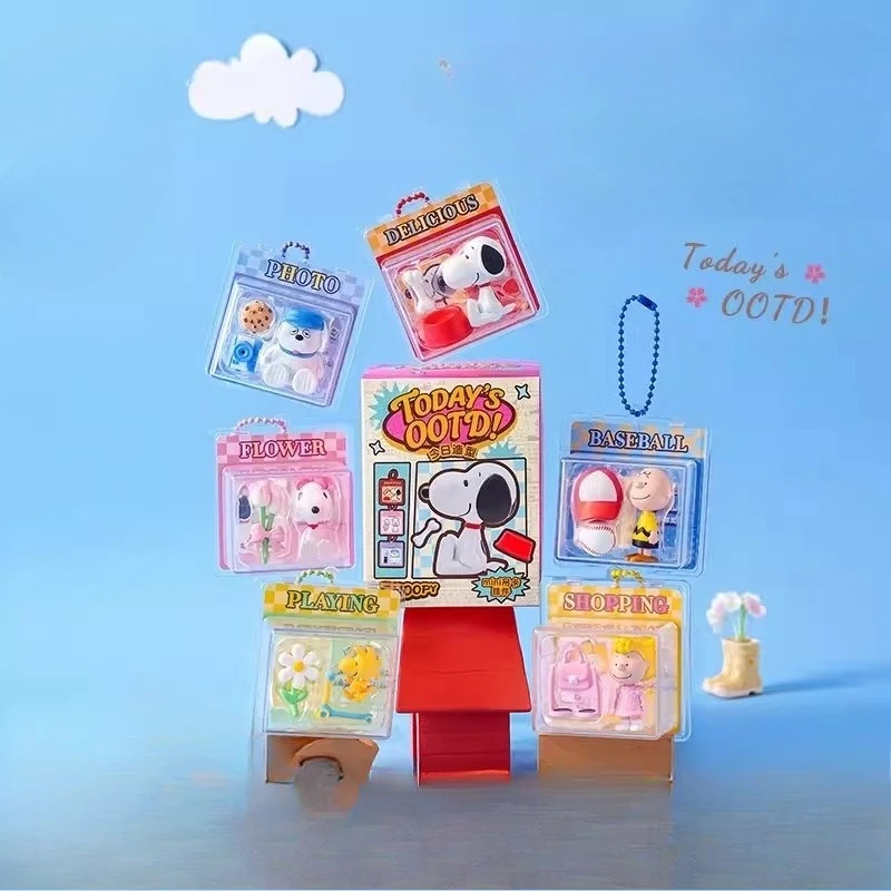 Snoopy  Spring Sakura Mini Hanger Card Pendant Blind Box Cute Cartoon Keychain Mystery Bag Collection Kawaii Surprise Gift