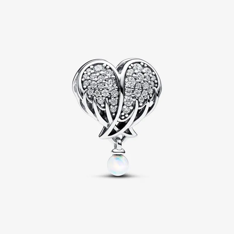 

Real 925 Sterling Silver Sparkling Angel Wings & Heart Charm beads Fits Pandora bracelets Jewelry Making 2023