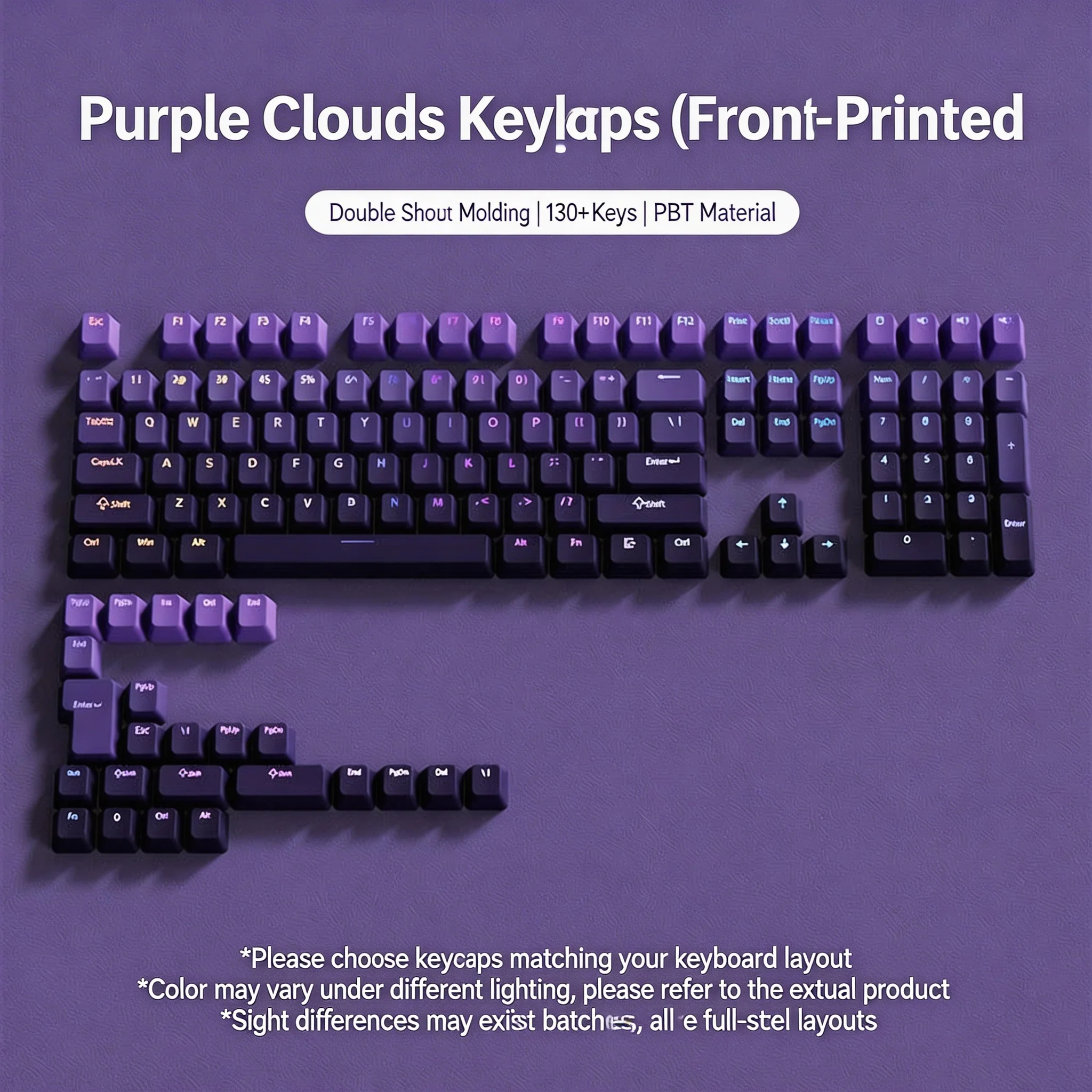 2026 New Gradient Gray Dual Shot RGB Backlit Keycaps OEM Profile 135 Keys Side Printed PBT Keycaps for Cherry MX Axis Keyboard
