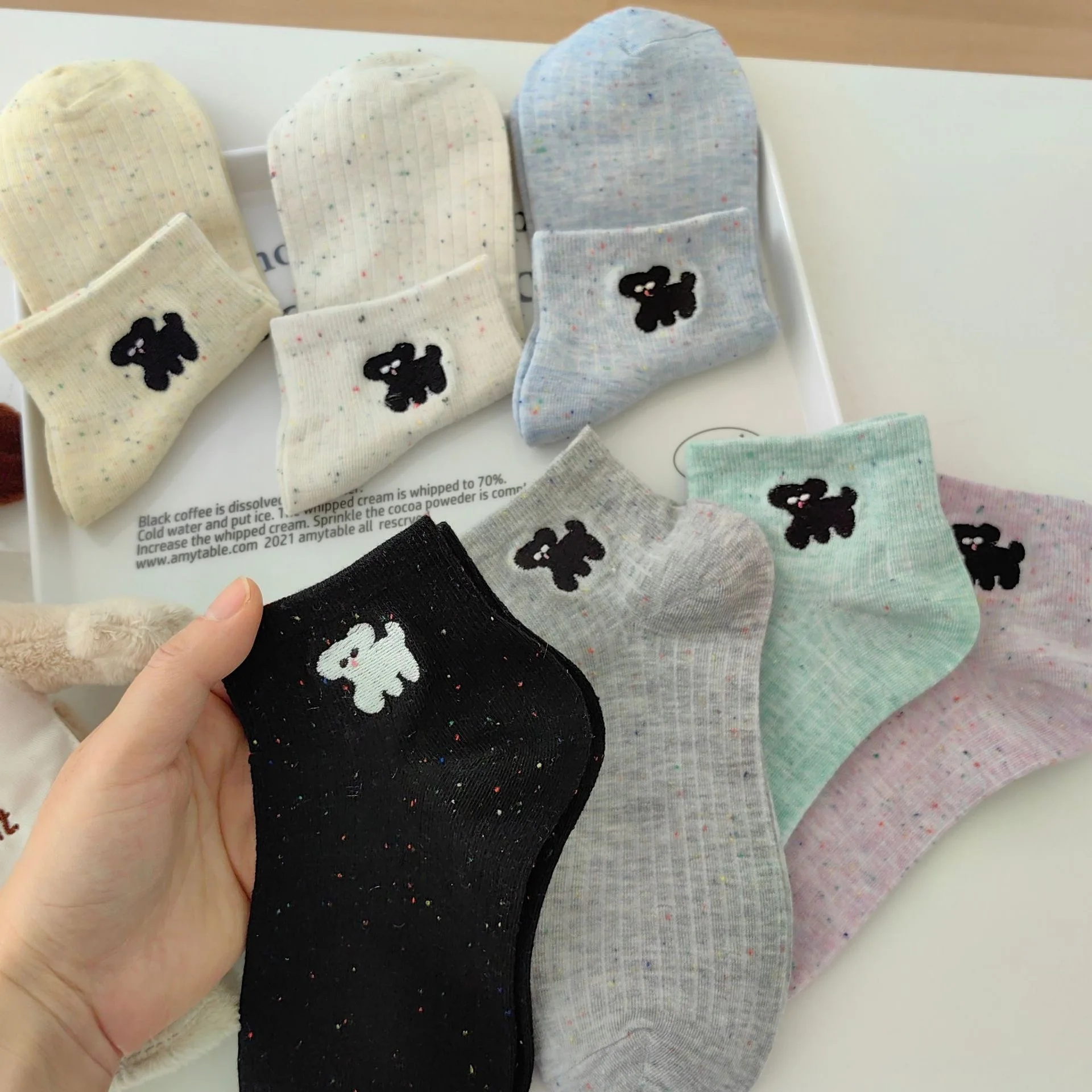Women's Spring Summer Cotton Short Socks Thin Korean Version Fashion Cartoon Dog Socks Sweet Girly Style For Girls Gift Kawaii