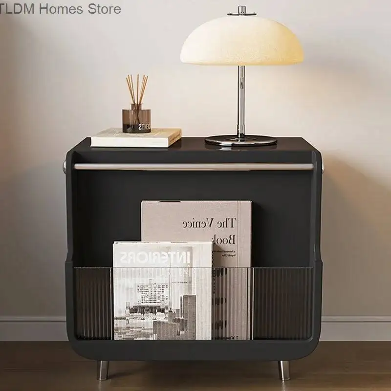 Wood De Trendy Storage Luxury Table Mesitas Nightstand Drawers Black Mid Century Night Hidden Aesthetic Noche Bedroom Furniture