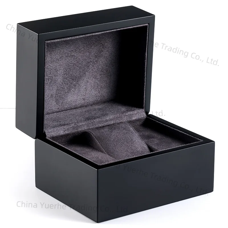 

Wooden flip hand + box, matte black high-end jewelry watch gift box, watch box packaging box.