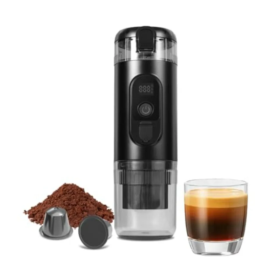 

Portable Electric Espresso Maker for Camping/RV/Office with Self-Heating 20Bar Pressure USB-C Charging Smart Display Compatible