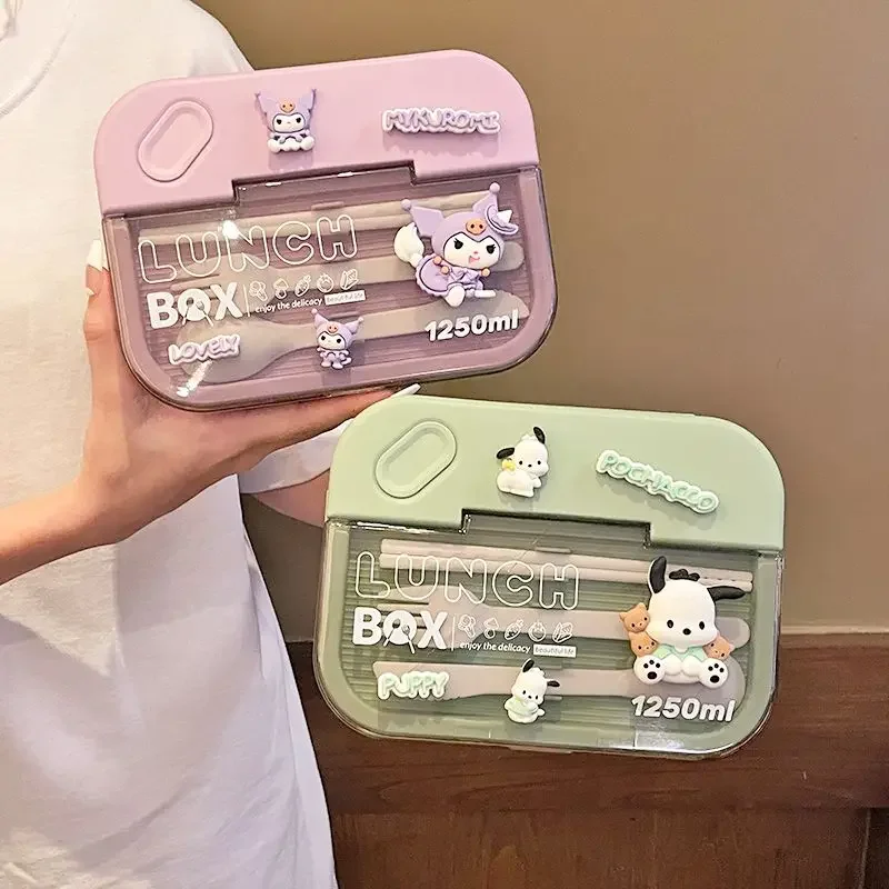 

Cartoon kuromi Pochacco Pompom Purin large capacity cute insulated lunch box student office worker lunch box kawaii lunch box