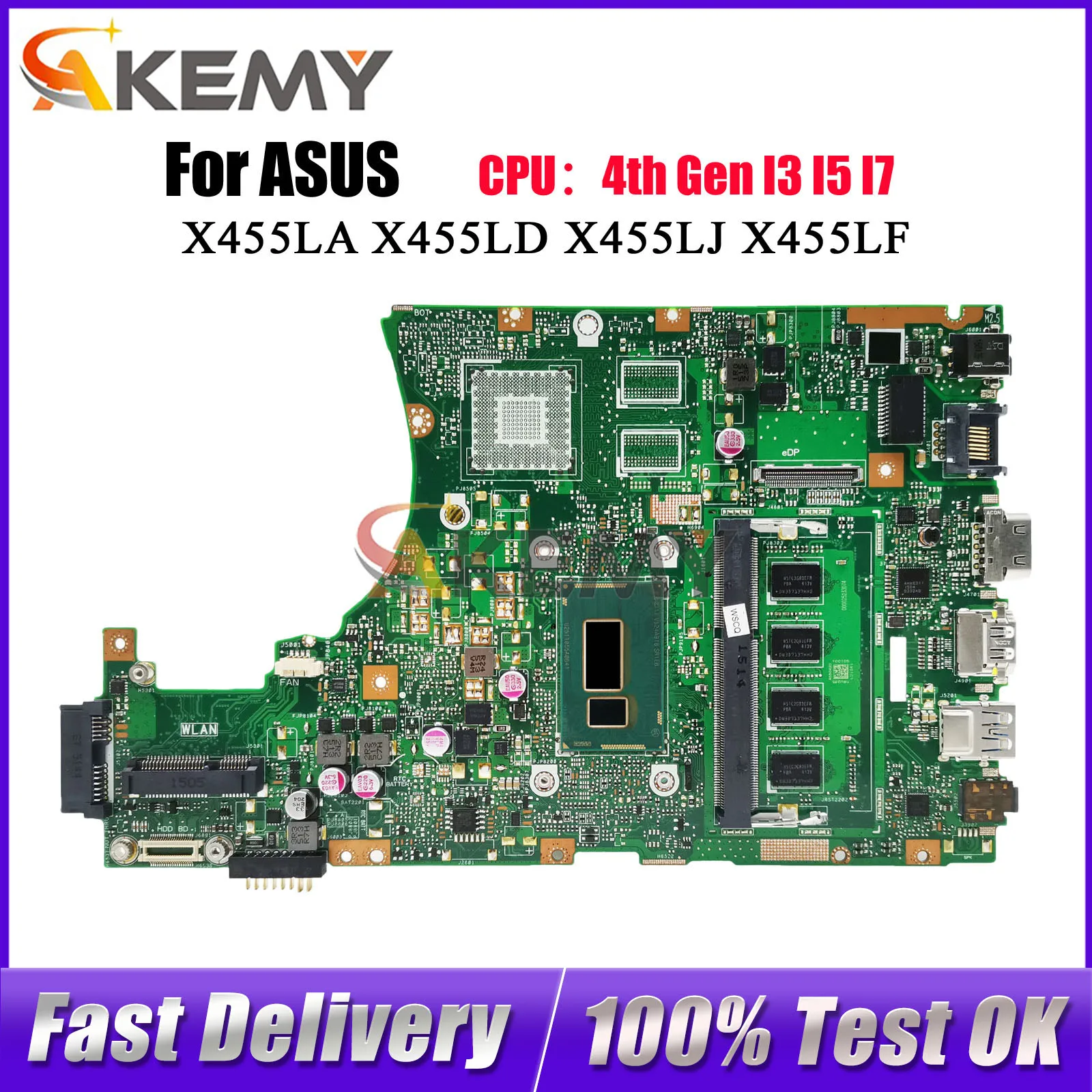 X455LA Laptop Motherboard For ASUS X455L K455L X455LNB A455L X455LJ X455LN X455LD X455LF X455LAB X455LB Mainboard I3 I5 I7 CPU
