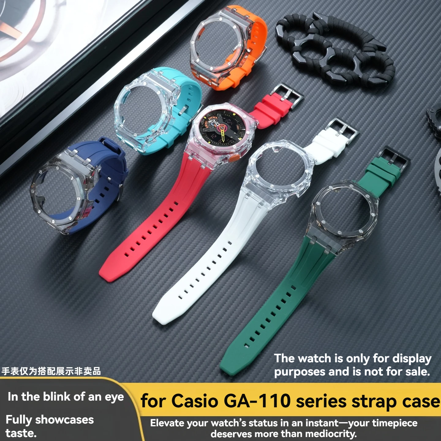 For Casio G-Shock GA110 GA100 GA120 Mod Kit Transparent Octagonal Acrylic Case Bezel Soft Silicone Watch Strap DIY Accessories