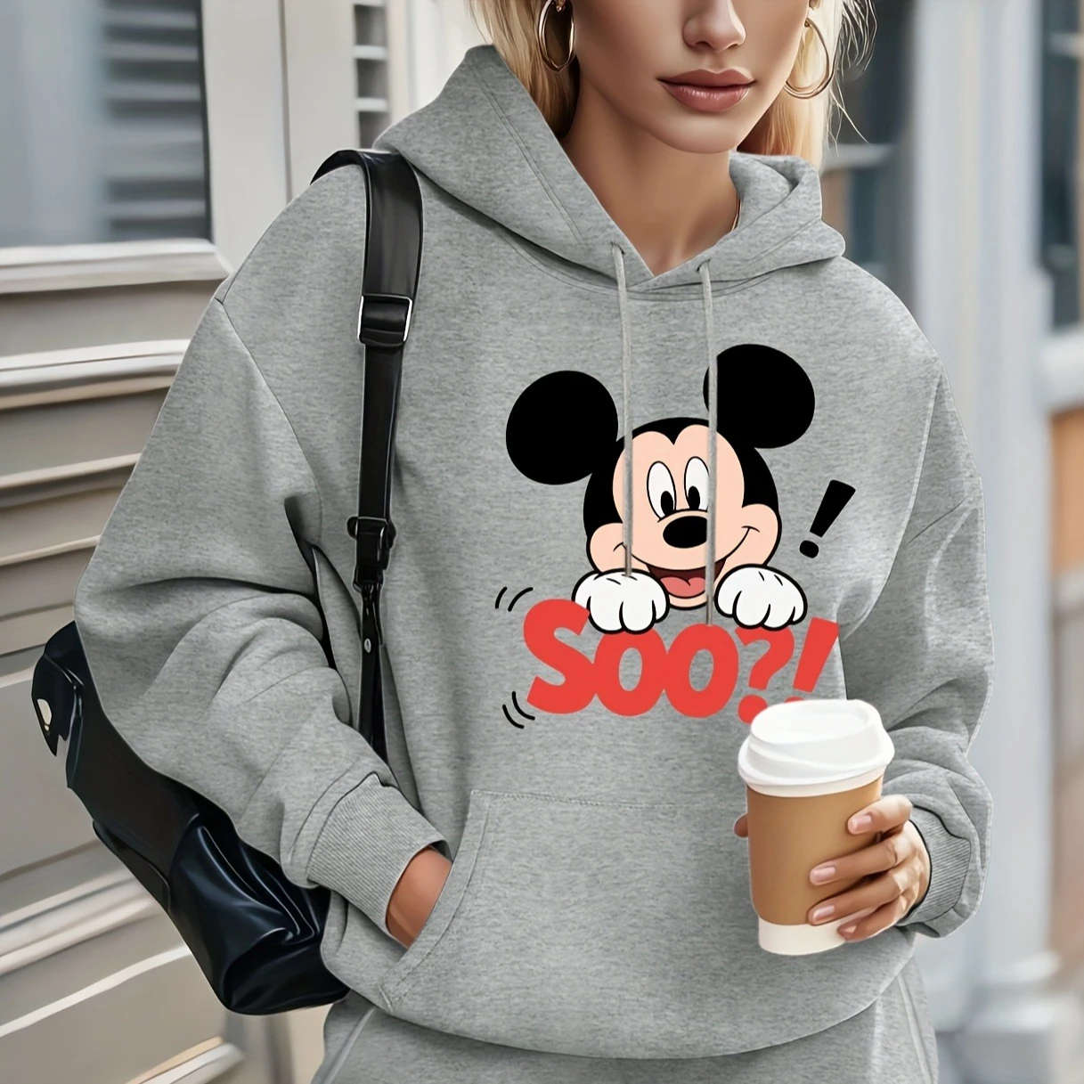 女性ディズニーミッキーマウスシリーズカップル男性フリースパーカー綿パーカースウェットシャツプルオーバー秋冬特大長袖