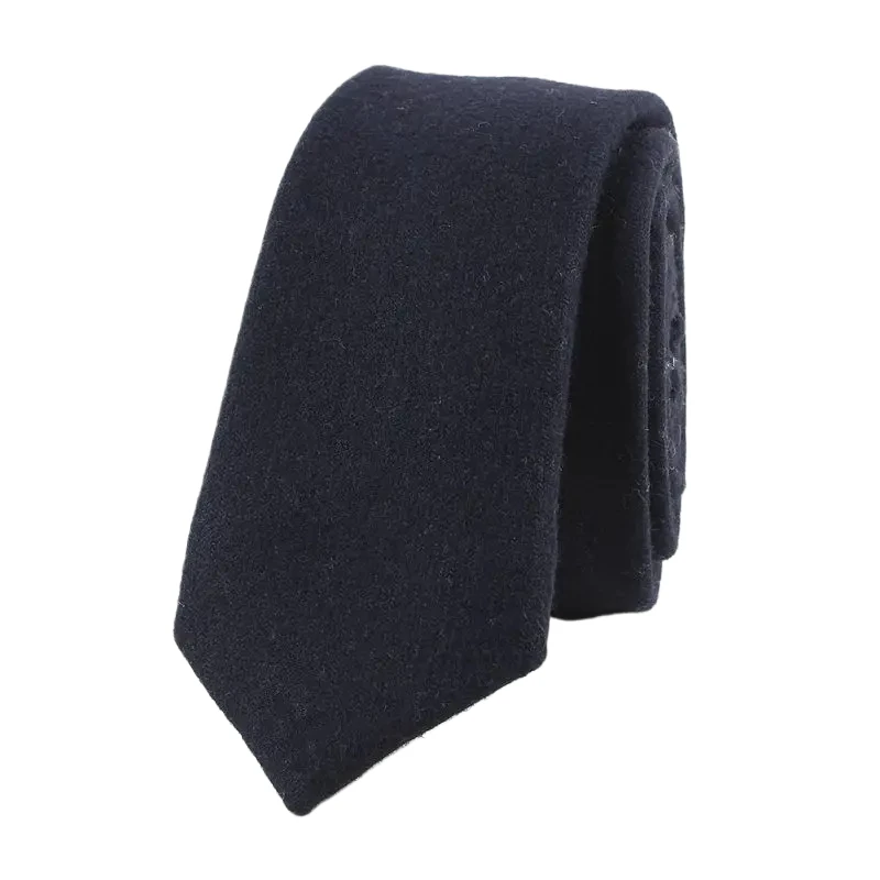 New Solid Wool Ties For Men High Quality Brand Narrow Slim Suits Neckties Blue 6cm Mens Vintage Neck Tie for Wedding Cravats