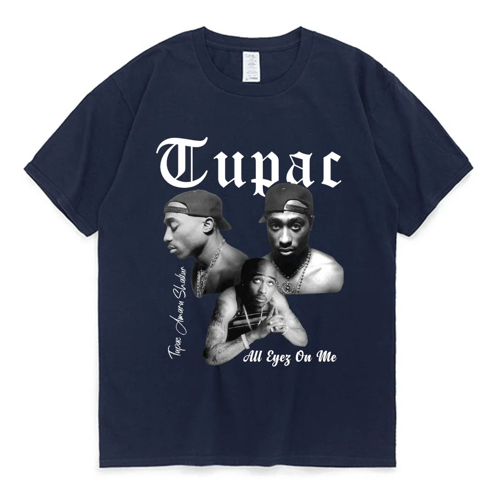 Rapper Tupac 2pac Graphic T Shirt Fashion High Quality Short Sleeves T-shirts Oversized Hip Hop Streetwear Men\'s Cotton T-shirt